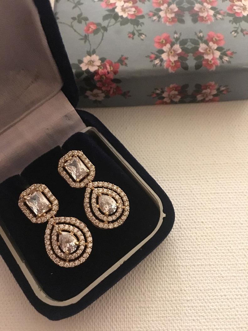 Double Solitaire Earrings - Attrangi