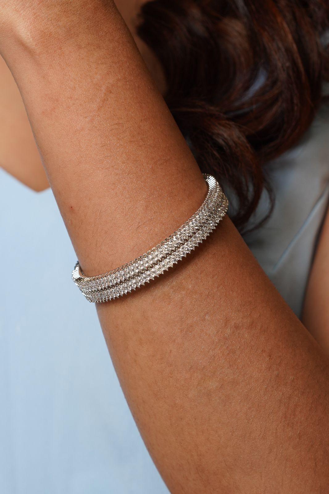 Dual Row Tiny Diamond Daily Wear Bangle Set - Attrangi