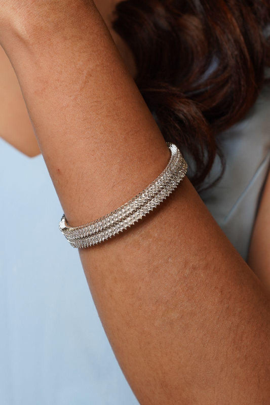 Dual Row Tiny Diamond Daily Wear Bangle Set - Attrangi
