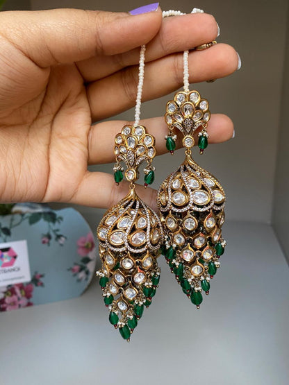 Dulhaniya Uncut Diamond Dramatic Jhumkas with Kannauti - Attrangi
