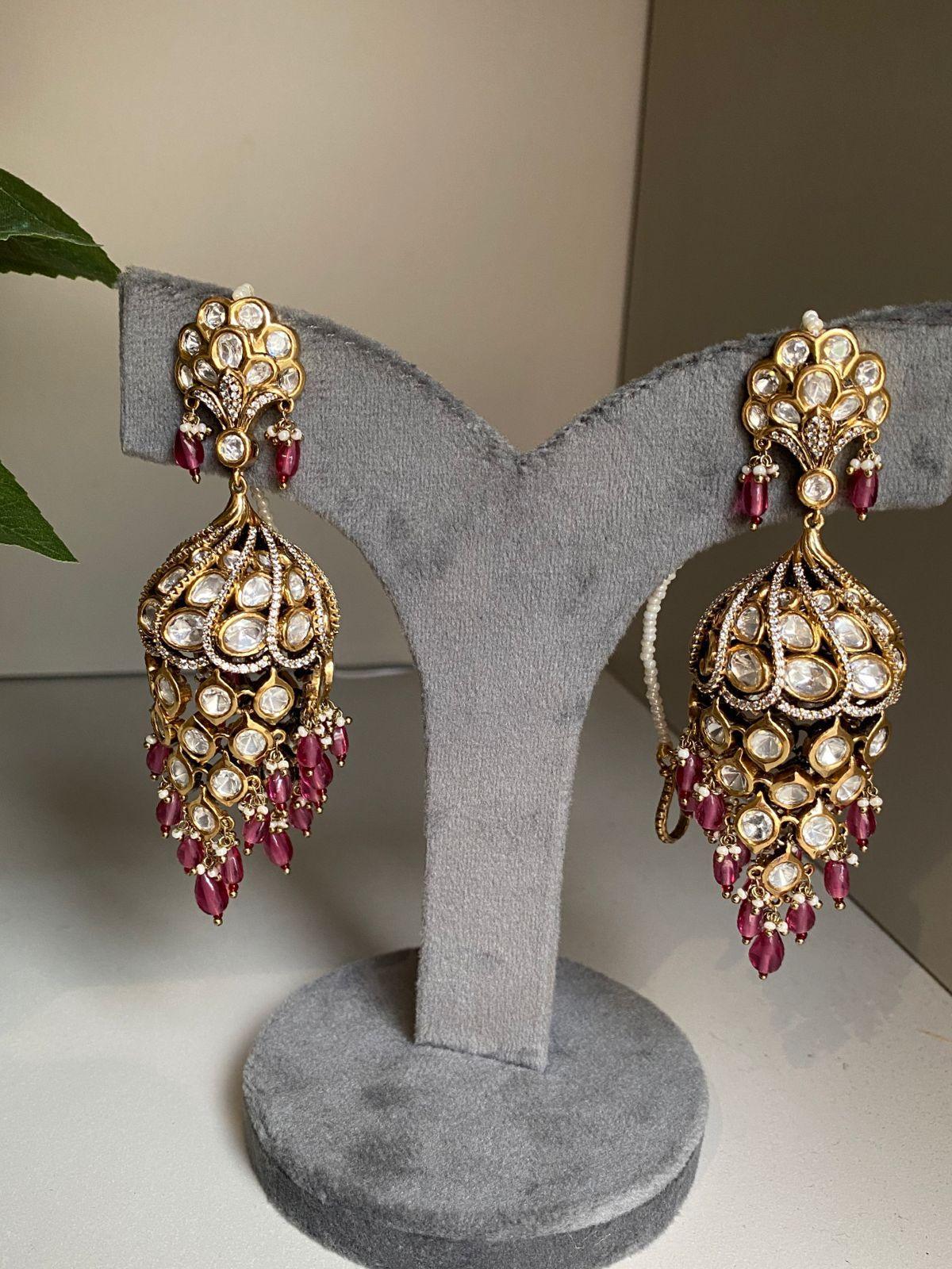 Dulhaniya Uncut Diamond Dramatic Jhumkas with Kannauti - Attrangi