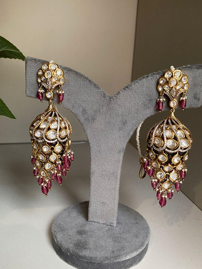 Dulhaniya Uncut Diamond Dramatic Jhumkas with Kannauti - Attrangi