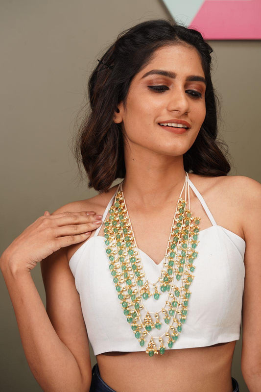 Durga 3 layer Rani Haar In Mint - Attrangi