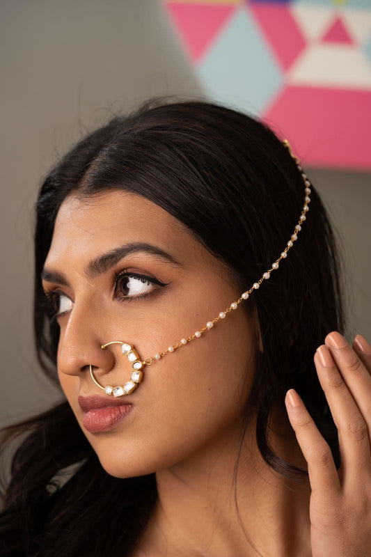 Durga Polki Multi Shaped Nath | Nose Ring - Attrangi