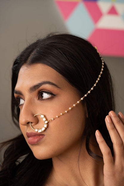 Durga Polki Multi Shaped Nath | Nose Ring - Attrangi