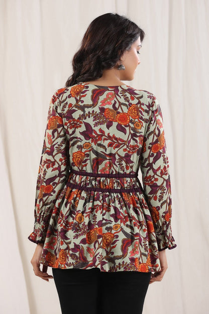 Women Green Peplum Top