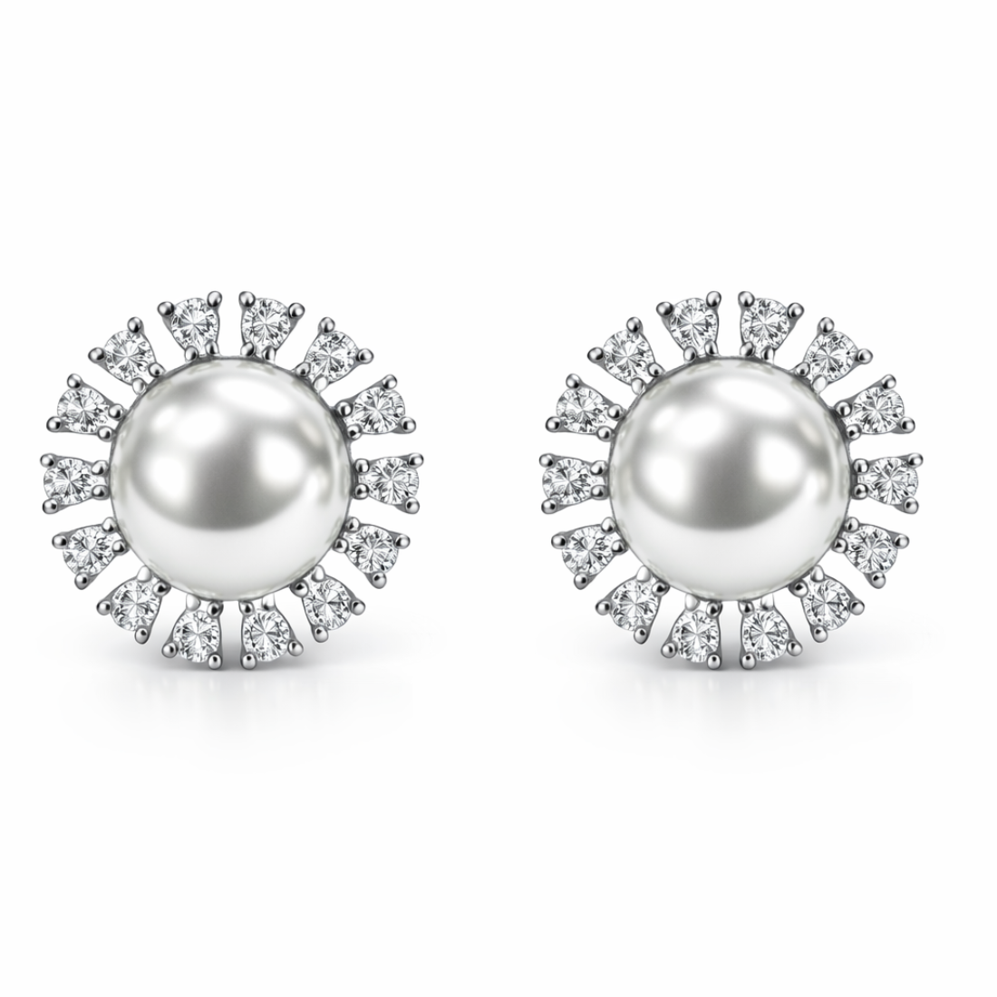 Silver Plated Pearl Stud Earrings