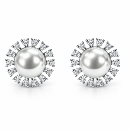 Silver Plated Pearl Stud Earrings