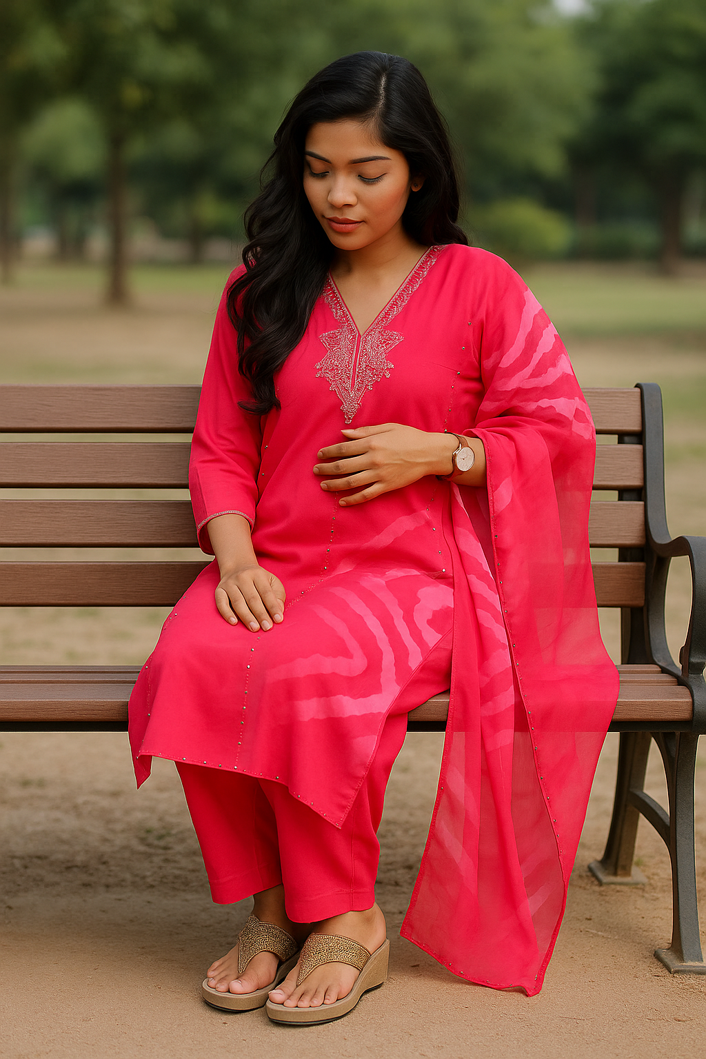 Red Kurti With Silver Embroidery For Women & Girls