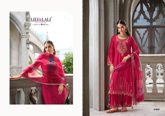 Pink Roman Silk A Line Kurti With Cotton Laning For Women