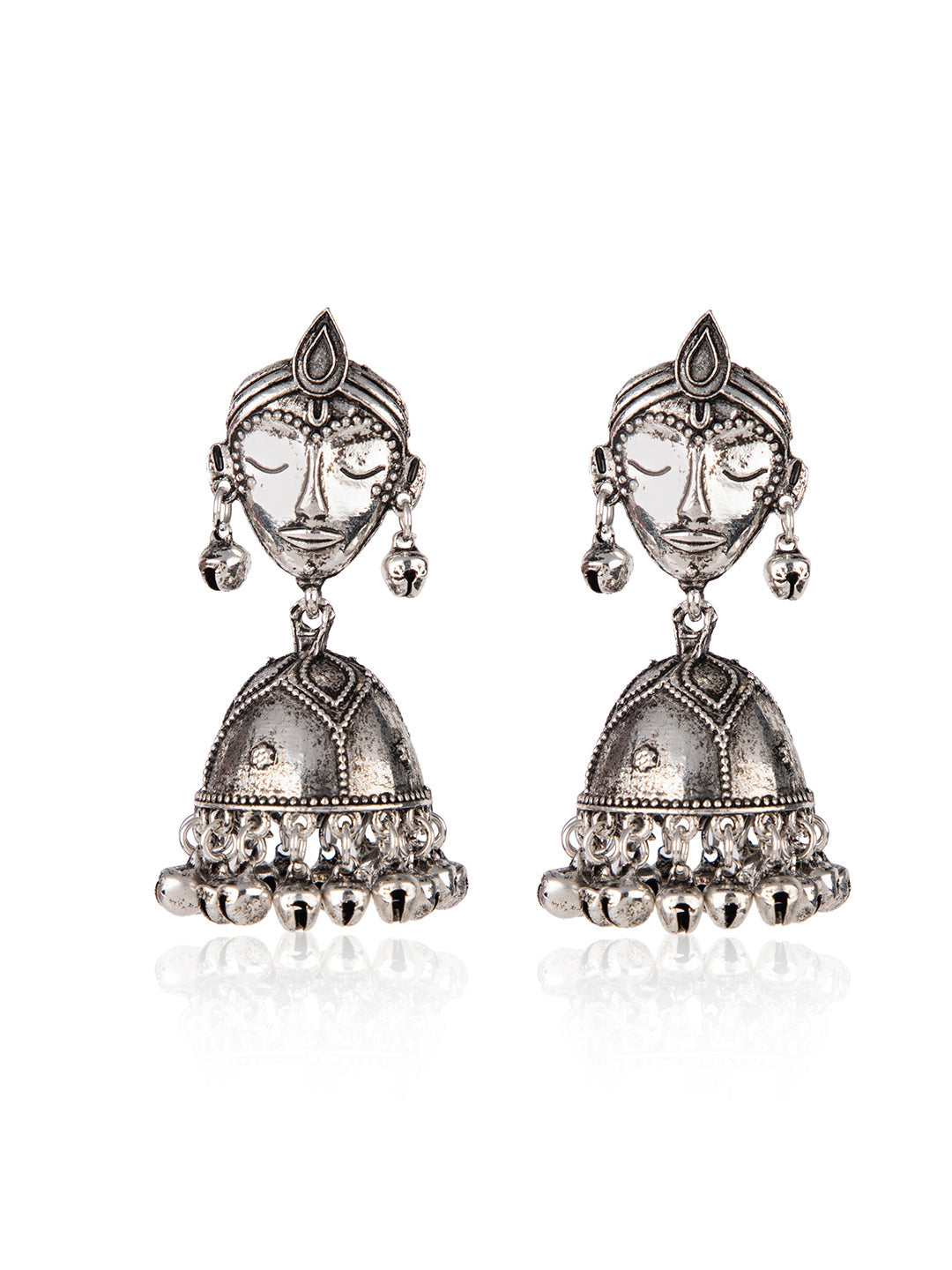 Priyaasi Oxidised Budhha Dome Shaped Jhumka Earrings