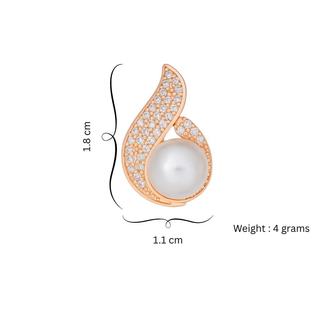 Rose Gold Plated Pearl Stud Earrings with AD Stone