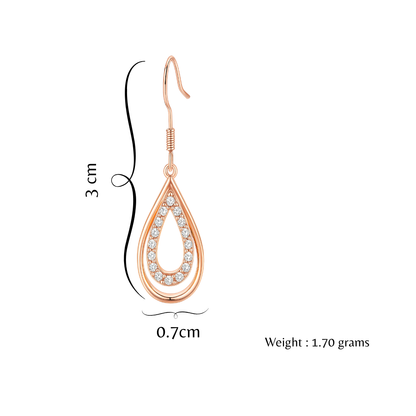 Nilu's Collection Rose Gold Drop Earrings With American Diamond For Women And Girls