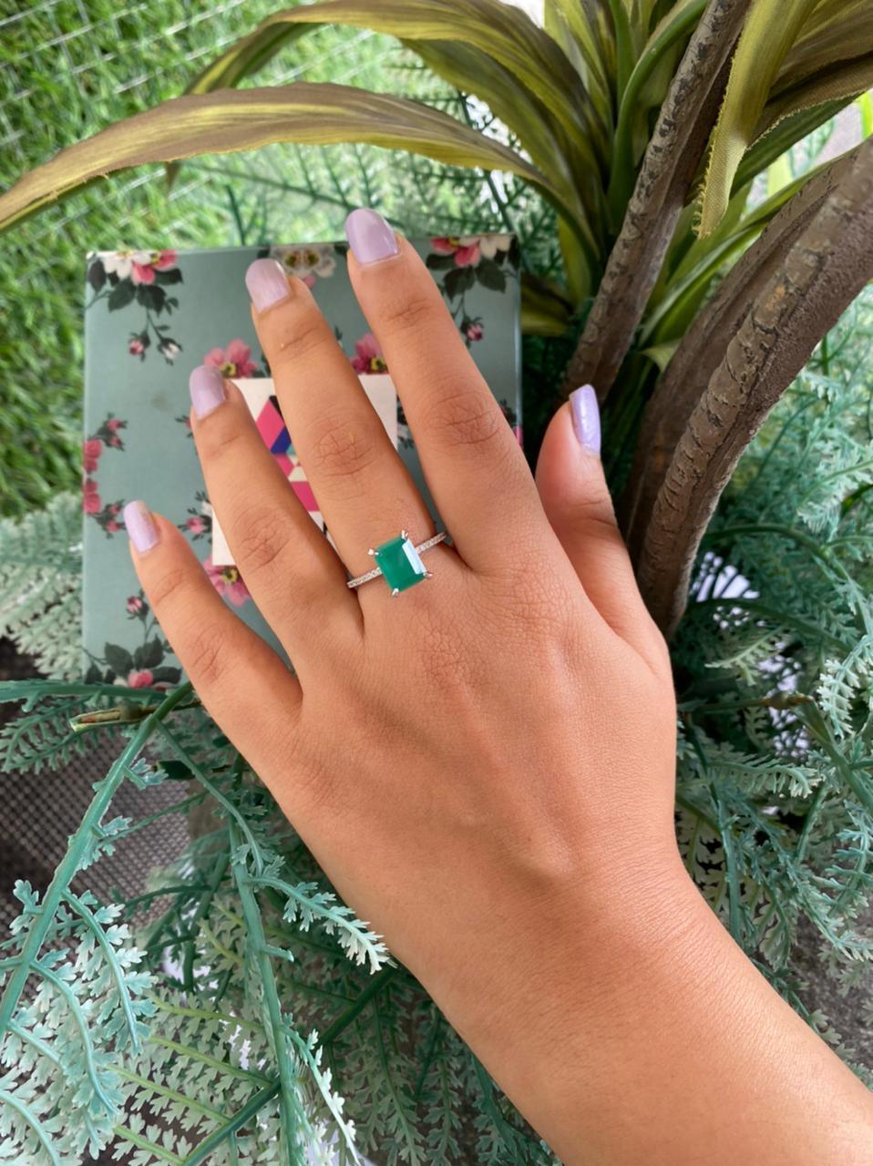Emerald Cut Solid Coloured Solitaire Ring - Attrangi