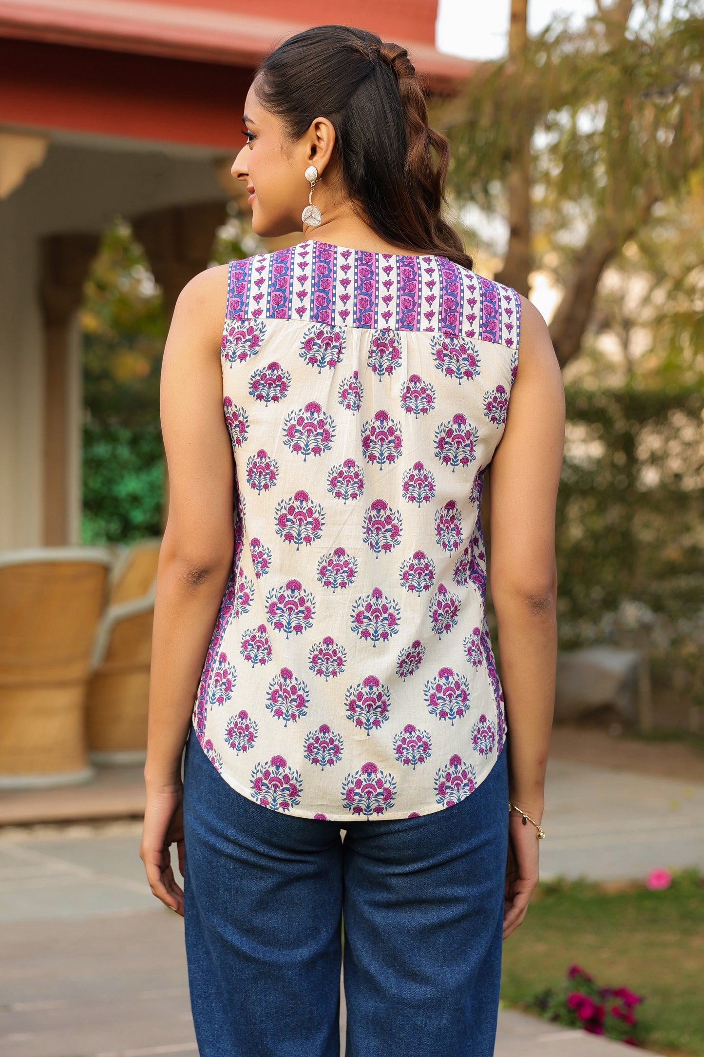 everyday wear cotton top purple