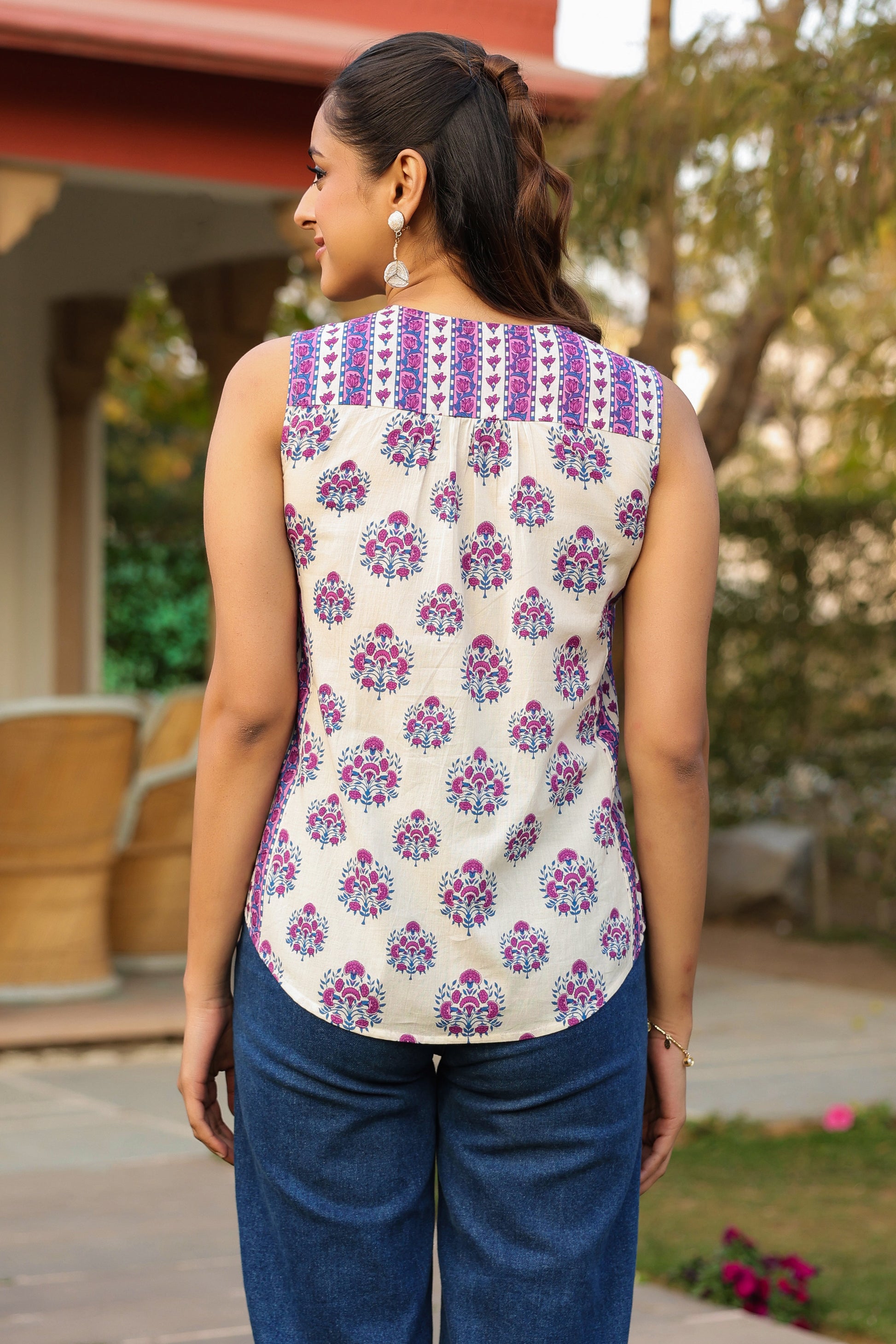 everyday wear cotton top purple