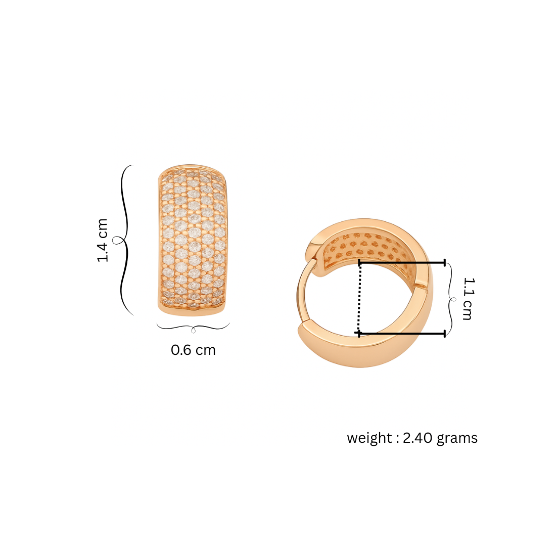 Rose Gold Plated Luxe Sparkle Ear Studs