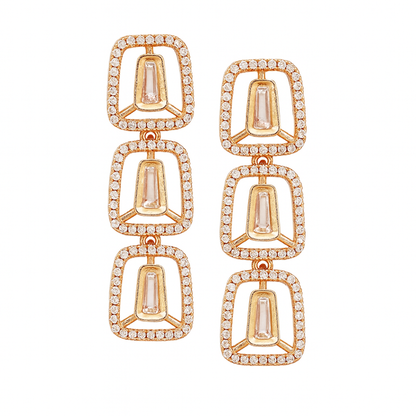 Rose Gold Plated American Diamond Necklace & Earrings Set