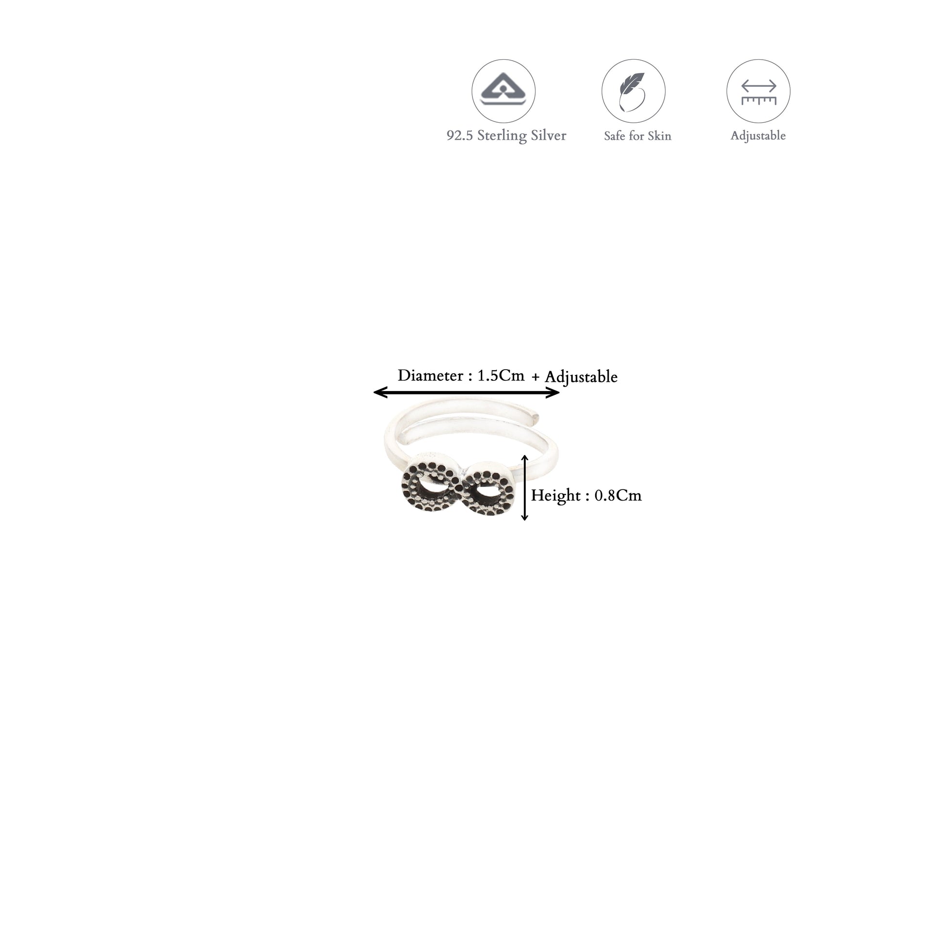 Infinity oxidized adjustable Silver Toering