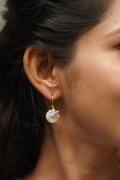 Floral Diamond On Pearl Bali’s - Attrangi
