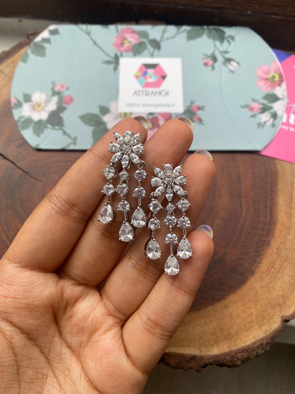 Floral Plethora Mid Sizes Diamond Earrings | Light Sized - Attrangi