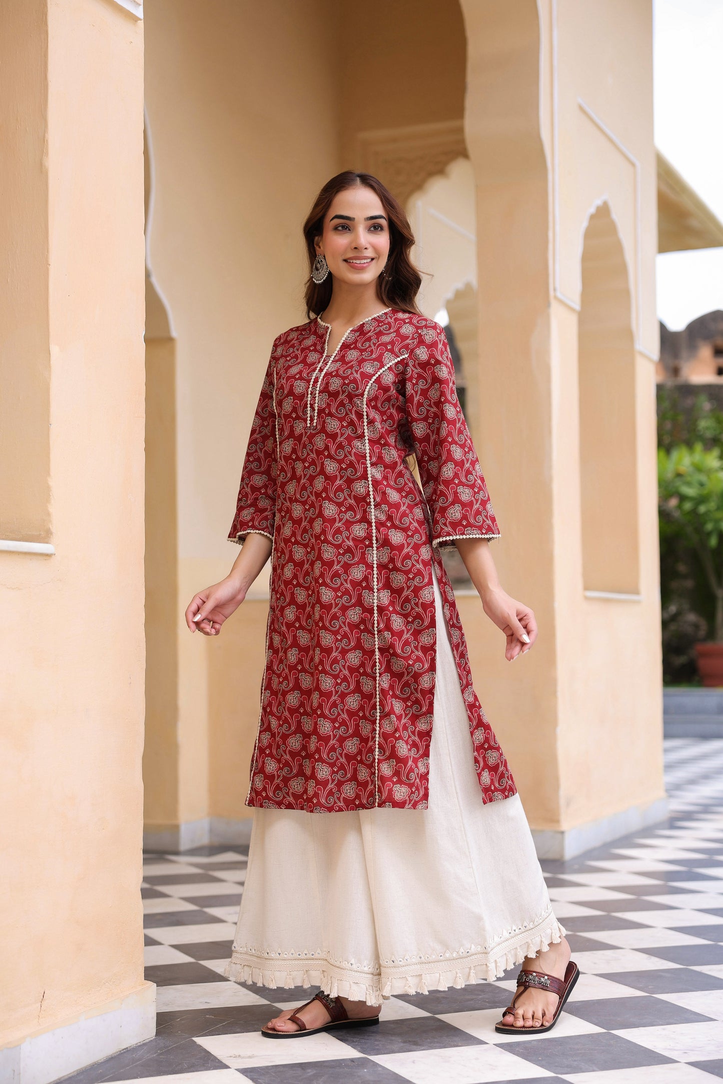 floral printed straight kurta women