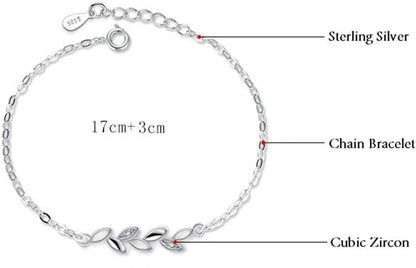 Sleek Silver Plated Leaf Bracelet