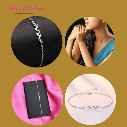 Sleek Silver Plated Leaf Bracelet