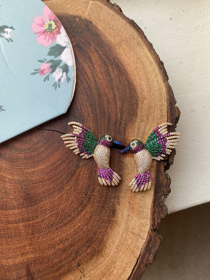 Free Bird Indo Western Diamond Earrings - Attrangi