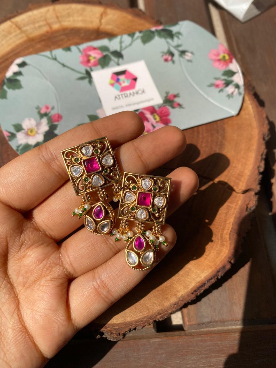 Fulki Mid- Sized Indian Earrings | Sone Pe Suhaga Collection - Attrangi