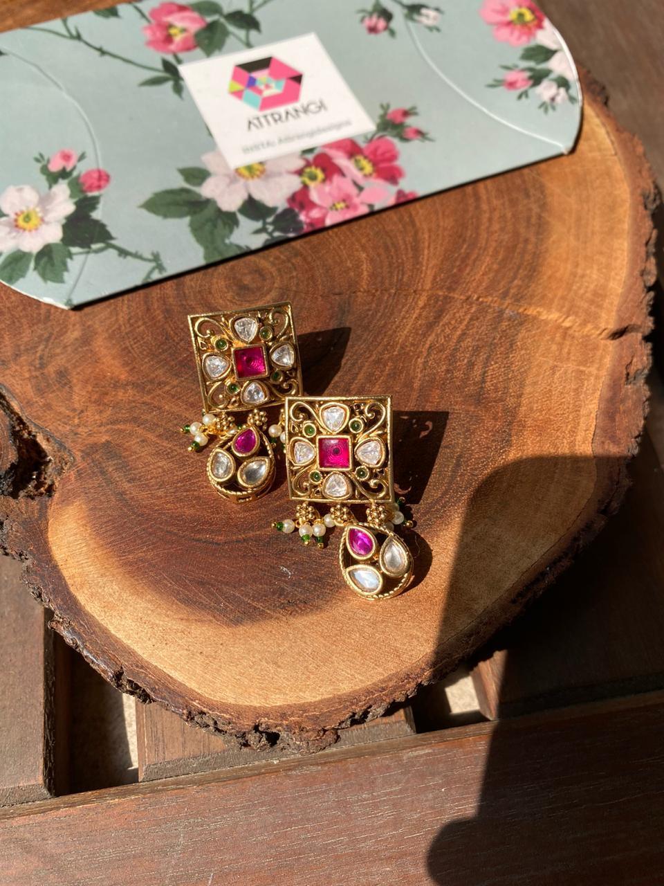 Fulki Mid- Sized Indian Earrings | Sone Pe Suhaga Collection - Attrangi