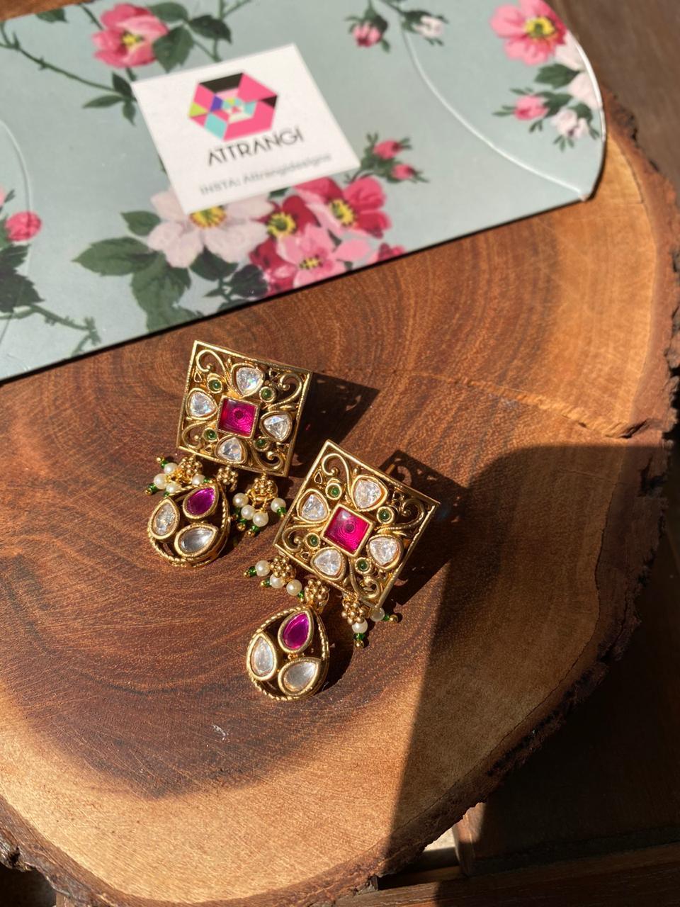 Fulki Mid- Sized Indian Earrings | Sone Pe Suhaga Collection - Attrangi