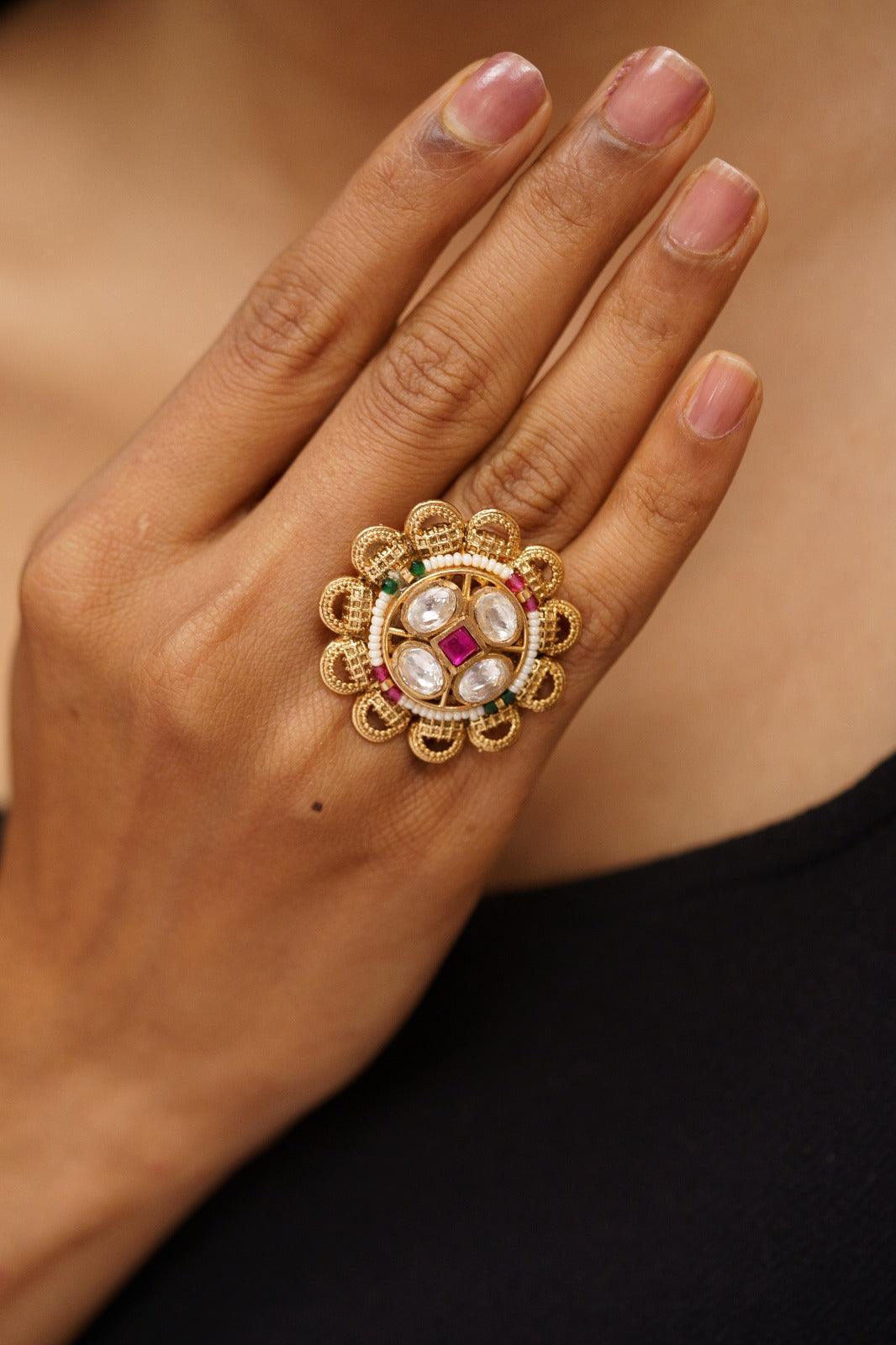 Fulvati Indian Gold Ring | Sone Pe Suhaga Collection - Attrangi