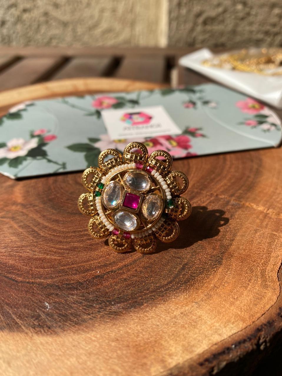 Fulvati Indian Gold Ring | Sone Pe Suhaga Collection - Attrangi