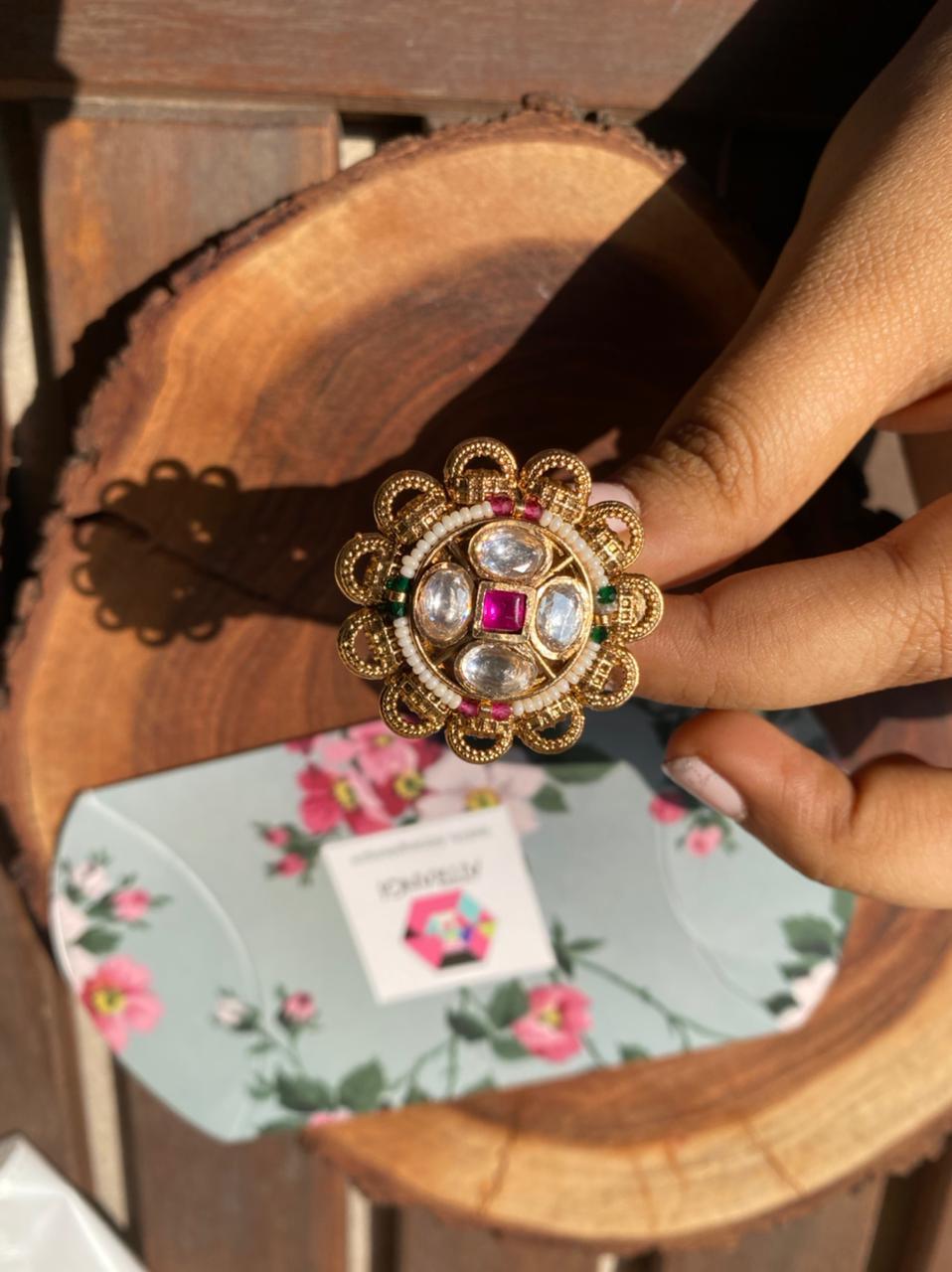 Fulvati Indian Gold Ring | Sone Pe Suhaga Collection - Attrangi