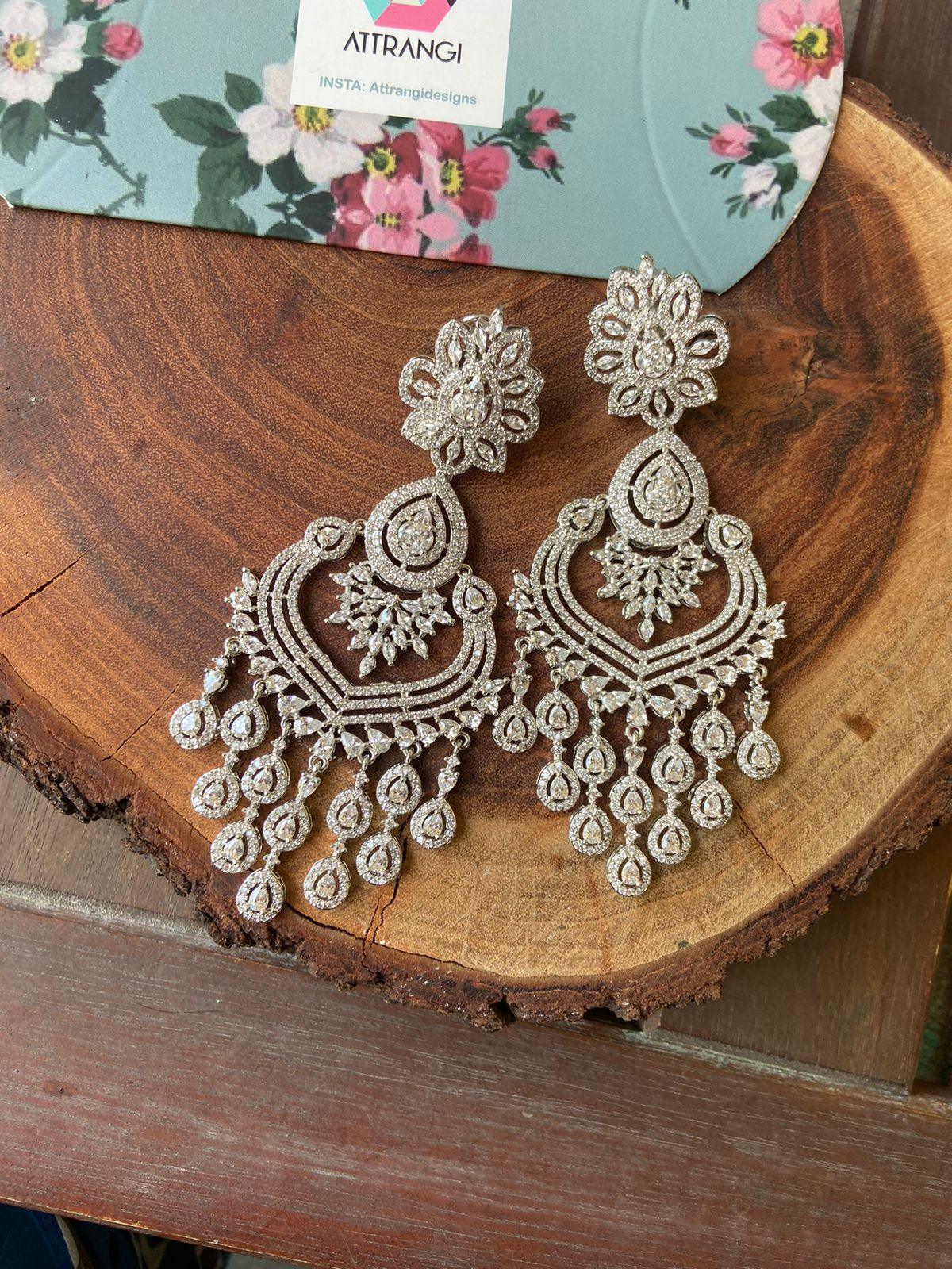 Gabala Diamond Long Chandelier Earrings - Attrangi