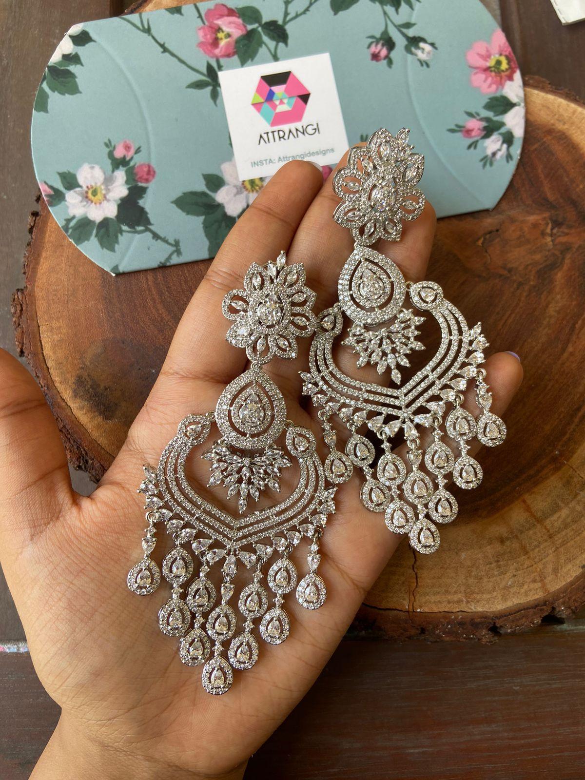Gabala Diamond Long Chandelier Earrings - Attrangi