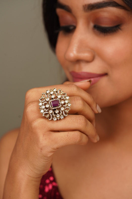 Gadar Polki Ring in Victorian Polish - Attrangi