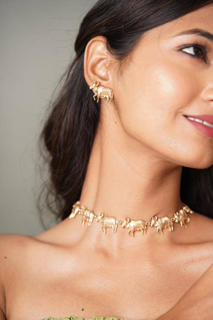 Gaiya Matte Gold contemporary Set | Indowestern - Attrangi