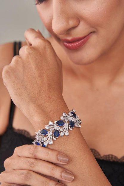 Blue Goddess Thick Diamond Tennis Bracelet - Attrangi