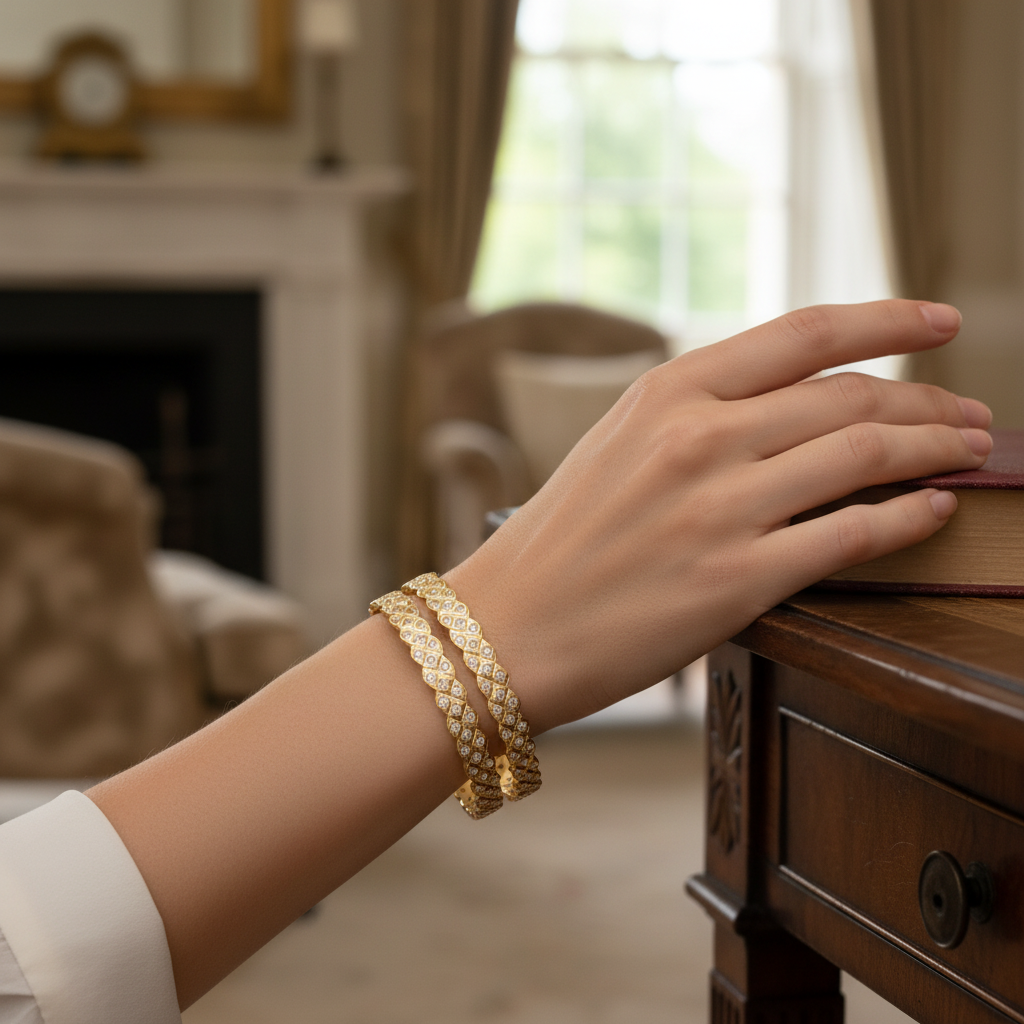 Gold bangles lifestyle shot