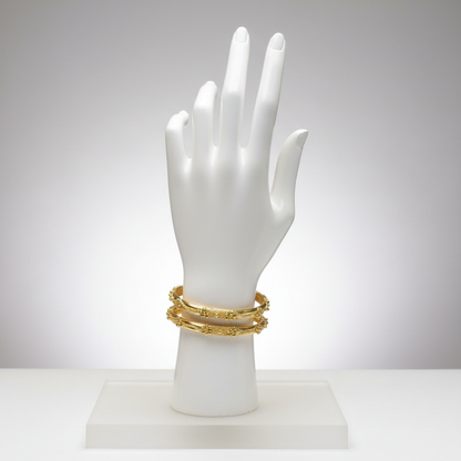 Gold Textured Bangles on Mannequin