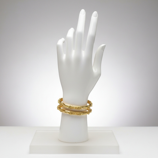 Gold Textured Bangles on Mannequin