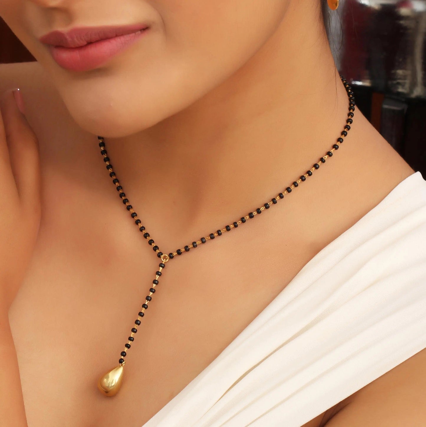 Golden Drop Silver Mangalsutra