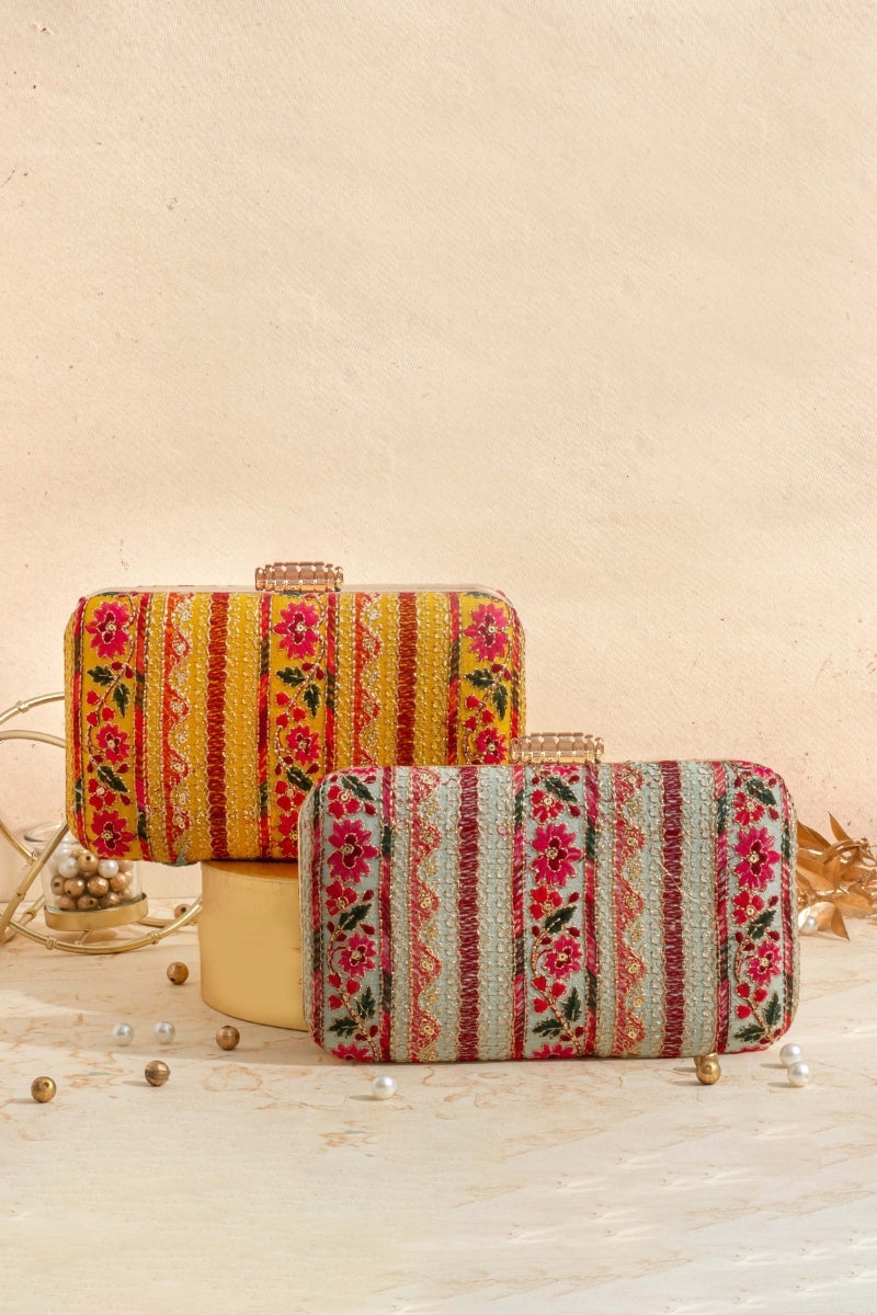Zuri Box Clutch - Mustard