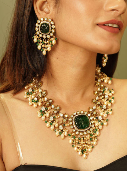 Gulbahaar Antique Gold Polish Polki Set with Pearls - Attrangi