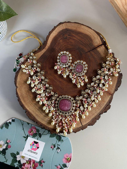 Gulbahaar Antique Gold Polish Polki Set with Pearls - Attrangi