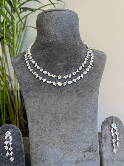 Hailey Double Layered Diamond Set - Attrangi