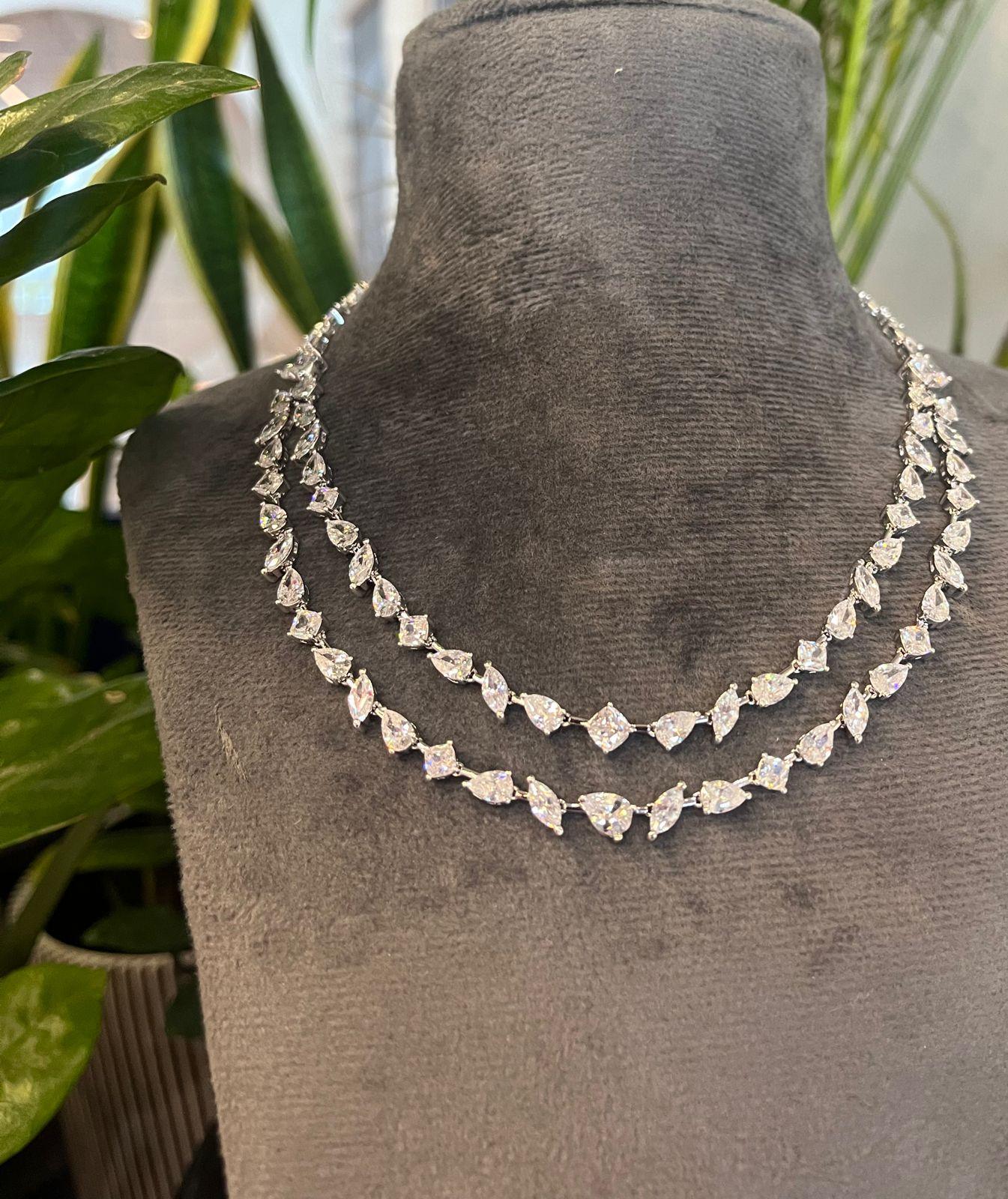 Hailey Double Layered Diamond Set - Attrangi