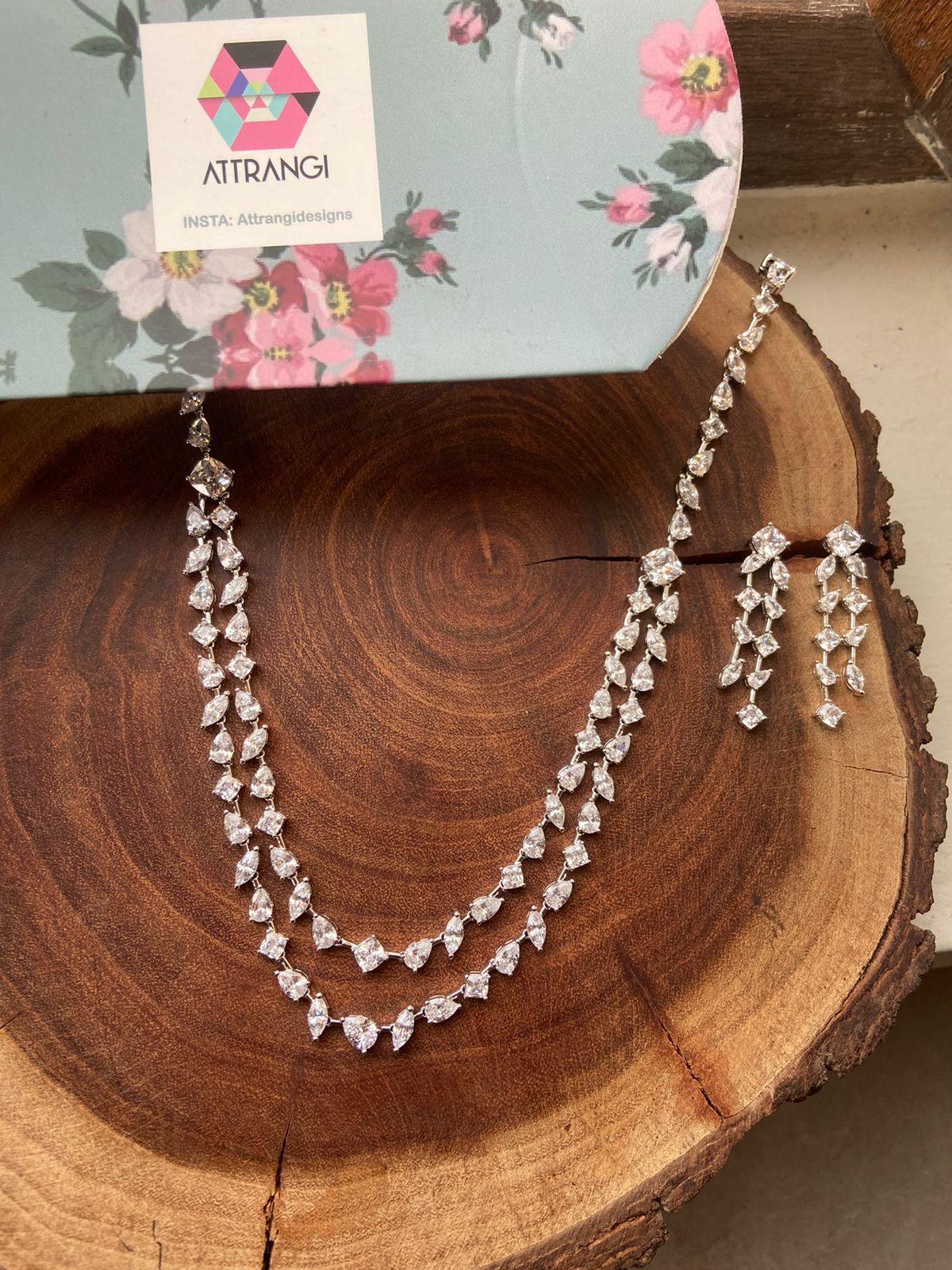 Hailey Double Layered Diamond Set - Attrangi